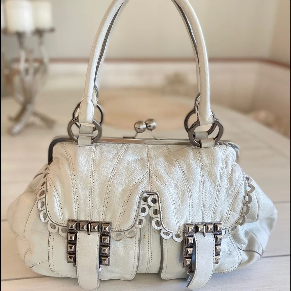 Betsy Johnson Genuine Leather with Studded Buckles Front Pockets Shoulder Bag π₯ - Picture 1 of 17